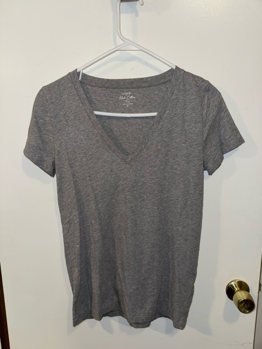 J.Crew Heather Gray Slub Cotton Tee Shirt Top V-Neck Size Small